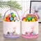 Easter Bunny Basket Egg Buckets, Purple Cute Personalized Canvas Cotton Tote Bags Egg Hunt Basket for Easter Party Gifts